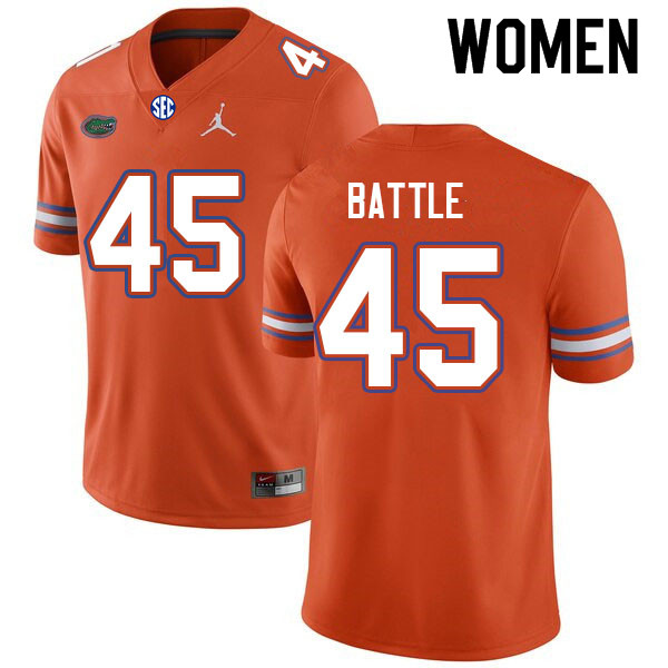 Women #45 Eddie Battle Florida Gators College Football Jerseys Sale-Orange